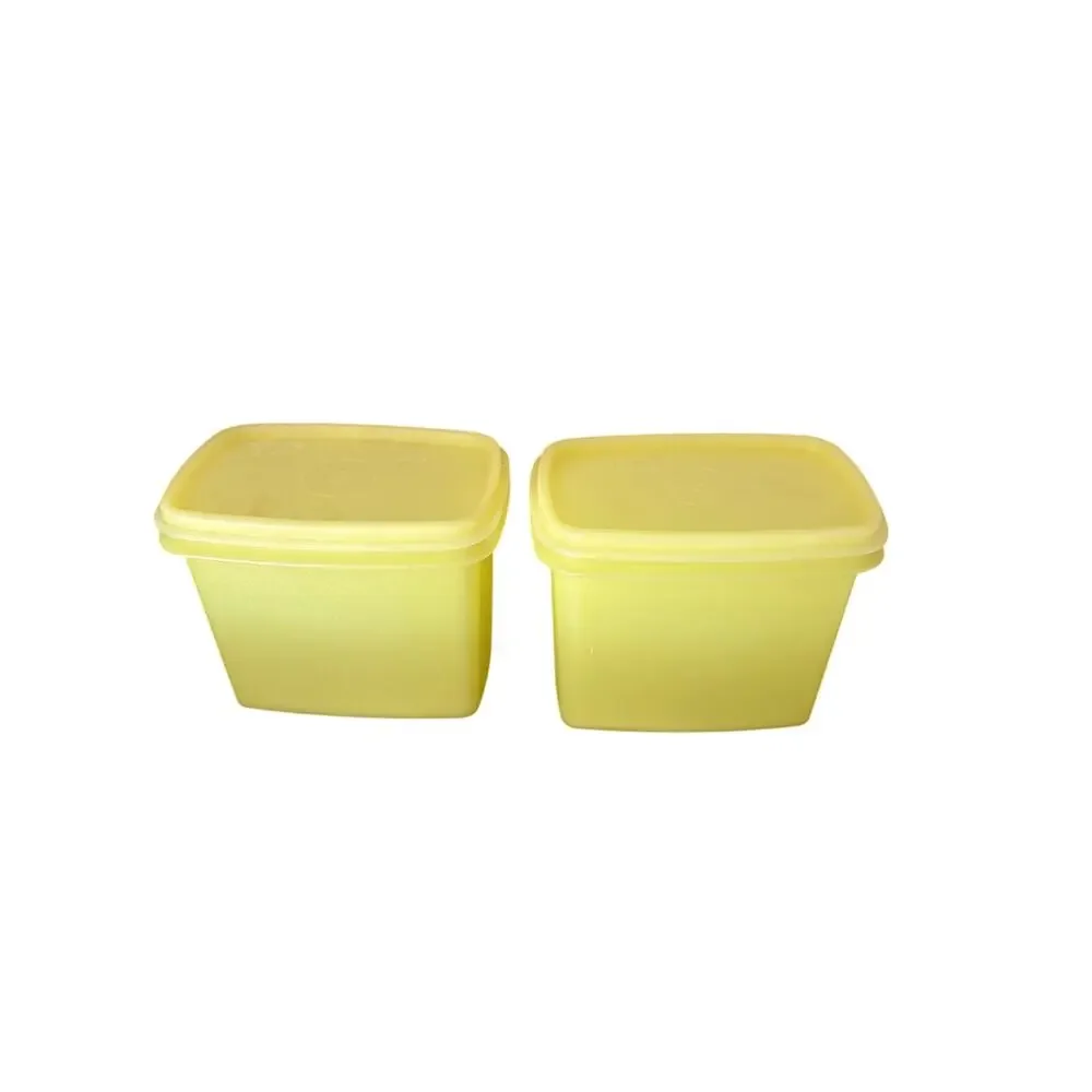 2 VTG Tupperware Yellow Shelf Saver Containers 1243-2 With‎ Lids